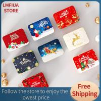 กล่องคริสมาสต์สี่เหลี่ยม24ชิ้นร้าน LMFIUA กล่องขนมโลหะห่อของขวัญสไตล์ DIY