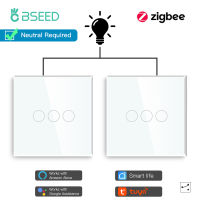 BSEED Zigbee 3Gang 3Way Touch Wall Switches สวิตช์ไฟอัจฉริยะ Tuya สําหรับบันไดรองรับทางเดิน Goolge Smart Life Alexa App