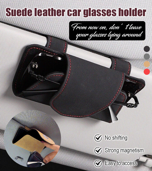 coolrich Tumbled Leather Eyeglasses Clip Sun Visor Clip Eyeglasses Case