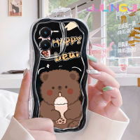 Jlingji เคสสำหรับ Vivo Y35 5G Y36 5G เคส Y35ลายการ์ตูนหมีสุขสันต์ดีไซน์ใหม่ขอบคลื่นนุ่มเคสมือถือกันกระแทกแบบใสโปร่งใสลายกล้องถ่ายรูปฝาครอบป้องกันที่เรียบง่ายอ่อนโยน