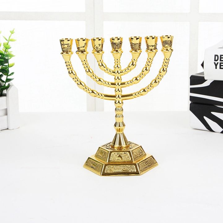 golden-jewish-menorah-candle-holders-religions-candelabra-hanukkah-candlesticks-7-branch-menorah