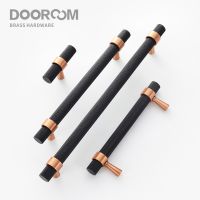 Dooroom ทองเหลือง Knurled เฟอร์นิเจอร์จับทองแดงที่ทันสมัยสีดำดึงตู้เสื้อผ้าตู้เสื้อผ้าโต๊ะเครื่องแป้งกล่องรองเท้าลิ้นชักคณะรัฐมนตรีจับลูกบิด