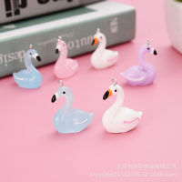 Popular Cartoon Three-Dimensional Animal diy Keychain Necklace Pendant Flamingo Resin Jewelry Accessories Swan