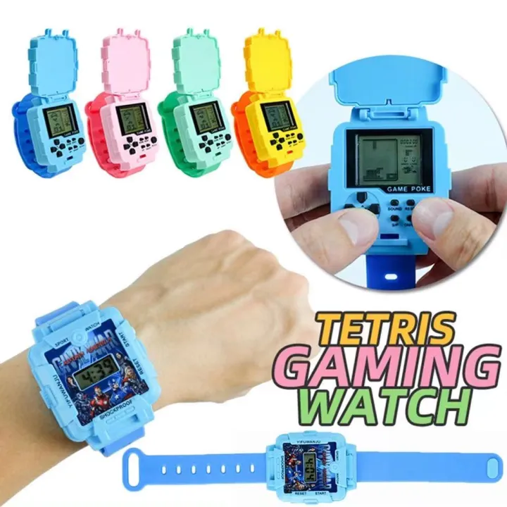 Children's cartoon electronic toy watch men's and women's Tetris game  console Watch | Lazada PH