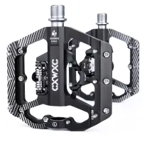 CXWXC 3 Sealed Bearings SPD Cleats MTB Pedals Clipless Flat Bicycle Pedals Dual Function Road BMX Folding Urban Bike Pedal