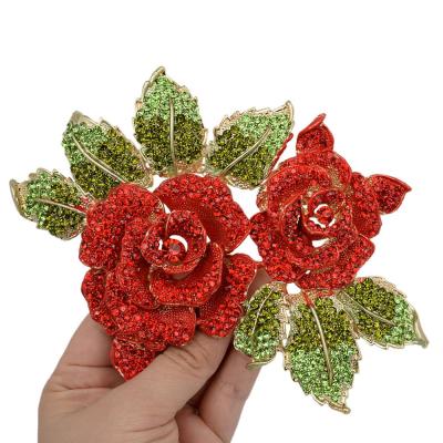 брошь Rose Flower Brooch Women Red Gold Crystal Large Enamel Pin Broche Femme Kpop Fashion Sweather Party Jewelry Gift