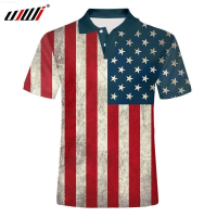 Designed POLO Shirts Funny Men Summer Tops 3d Shirts American flag stripes Print Graphic{trading up}