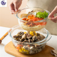 Glass bowl with cover for high-temperature instant noodle with ears for household heating transparent bowl for microwave oven