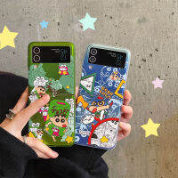 สำหรับ Samsung Galaxy Z Flip 4 /Z Flip 3เคสการ์ตูนน่ารักยอดนิยมอนิเมะตัวละครดินสอสีฝาครอบป้องกันโทรศัพท์ดีไซน์สีเงินที่สร้างสรรค์