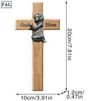 FAL Wooden Cross With Kneeling Praying Kid Decor Hanging Blessing Wall Decor Handmade Ornament For Indoor Outdoor