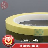 2 rolls 8mm*66M*0.06mm PET High Temp Withstanding Insulation Anti-Flame Adhesive Mylar Tape for Transformer Yellow Adhesives  Tape