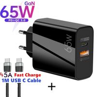 เครื่องชาร์จ GaN 65W QC3.0ที่ชาร์จติดผนัง Usb อดอาหาร Type C สำหรับ11 13 iPad Samsung Huawei