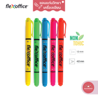 ปากกาเน้นข้อความ 2 หัว Dual-Nib Highlighter เฟล็กซ์ออฟฟิศ FlexOffice รุ่น FO-HL01 (เหลือง,เขียว,ฟ้า,ชมพู,ส้ม) จำนวน 1 ด้าม