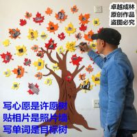 （HOT) สติกเกอร์ติดผนังตกแต่งหนังสือพิมพ์กระดานดำโรงเรียนประถม Wishing Tree Creative High School Classroom Decoration Environment Class Culture