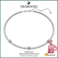 ?Swarovski?สร้อยคอจี้เพชร Matrix Tennis Blend Cut Blue S925 สร้อยคอแฟชั่นสตรีเงินสเตอร์ลิงของขวัญวันเกิดวันวาเลนไทน์