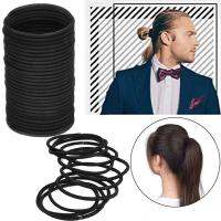 30/50/100Pcs Black Thick Snag Free Endless Hair Elastics Hairbands Ponytail Hair Ties Polyester Good Pon Elasticity Solid Color Hair Accessories