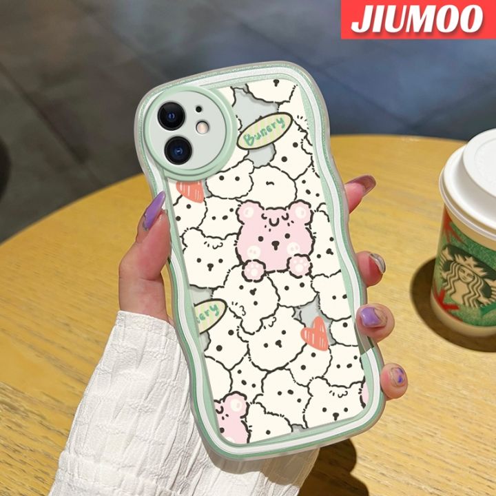 jiumoo-เคสโทรศัพท์ปลอกสำหรับ-samsung-galaxy-a52s-5g-a52-4g-a52-5g-เคสการ์ตูนน่ารักลายกระต่ายขอบคลื่นเคสโทรศัพท์ซิลิโคนใสกันกระแทกแฟชั่นปลอกนิ่มเคสโปร่งใสป้องกันเลนส์กล้องดีไซน์ใหม่