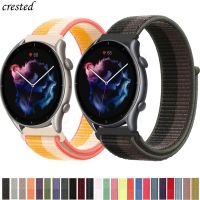 [HOT CHALIUIUILILXWE 607] สายสำหรับ Amazfit GTS/2/2e/3/GTS2 Min/gtr/ 3 /Pro/ GTR2/47มม./42มม./Stratos ไนล่อนยางยืดนาฬิกาข้อมือ Amazfit Bip 20มม./22มม.