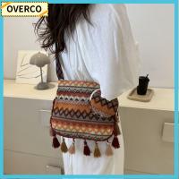 OVERCO สไตล์ประจำชาติ กระเป๋าโท้ท ความจุสูงมาก สีทึบทึบ กระเป๋าสะพายไหล่เดียว มินิมอล ครอสบอดี้ กระเป๋าถือใต้วงแขน สำหรับผู้หญิง