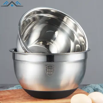 Stainless Steel Mixing Bowl with Handle,4.5L Egg Mixing Bowl with Pour  Spout for Kitchen Prepping, Baking 