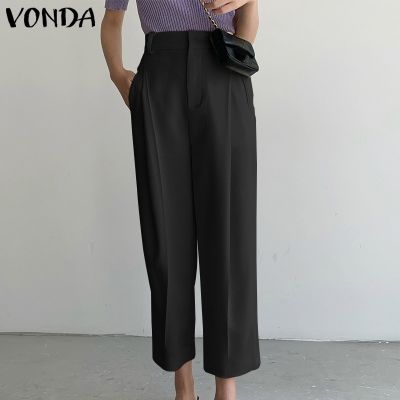 ♣ Vonda กางเกงสูท ขายาว เอวสูง มีซิป สีพื้น สไตล์เกาหลี สําหรับผู้หญิง