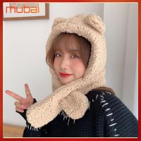 MUBAI อบอุ่น ตุ๊กตา น่ารัก หมวกฤดูหนาว ที่ปิดหูปิดหู หมวกหูหมี หมวกบีนนี่