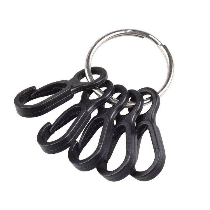 10pcs-camping-tent-pack-black-hook-plastic-3-5cm-quick-release-key-rings-spring-clip-mini-carabiner-hook-anti-slip-cord-tightene