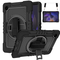 Case สำหรับ Samsung Galaxy Tab A8 10.5 SM-X200 X205 X207 2022แท็บเล็ตปกทหารกันกระแทกเด็ก Case หมุนได้ยืนสายคล้องมือ