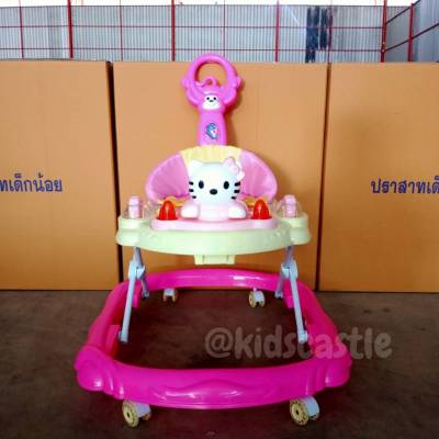 Kids Castle รถหัดเดิน หน้าเเมวสุดน่ารัก มีเสียง มีไฟ มีด้ามเข็น502