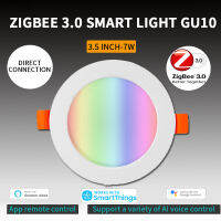 Tuya Zigbee 3.0สมาร์ทดาวน์ไลท์3.5นิ้ว RGBCW 7วัตต์ปิดภาคเรียน Led ไฟเพดาน Timing การควบคุมเสียงทำงานร่วมกับ A Lexa บ้าน