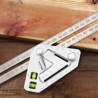 ▫☏ Multi-Functional Woodworking Ruler Aluminum Alloy Leveler Angle Ruler Triangular Ruler Multi-Angle Measuring Ruler Tools