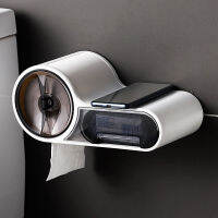 Multifunctional Toilet Paper Holder Punch-free Wall Mount Roll Storage Waterproof Bathroom Tray Tissue Shelf Tube Accessories Toilet Roll Holders