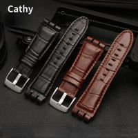 Genuine Leather Watch Band for Swatch Yos440 449 401 447 Waterproof Sweat-Proof Soft Comfortable Watch Strap Accessories 23mm