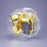 Feige Transparent Polygon Music Box Gold-Plated Clockwork Mini Music Box Sky City Creative Gifts
