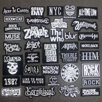 ✉☼ Band Metal Music Clothes Patches Iron on DIY Applique Supplies Decorative Sewing Badges Punk Black Stickers