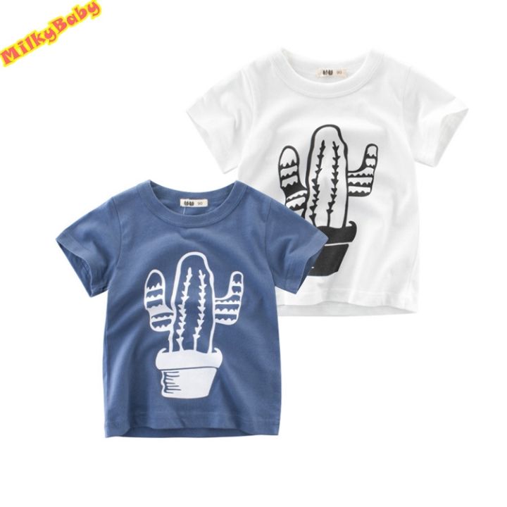เสื้อยืดแขนสั้น-รูปแบบการ์ตูนแคคตัส-เสื้อผ้าแฟชั่นสำหรับเด็ก