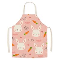 Cartoon Bunny Print Apron Home Kitchen Cooking Anti fouling Apron Ladies Home Cleaning Accessories Kids Sleeveless Apron