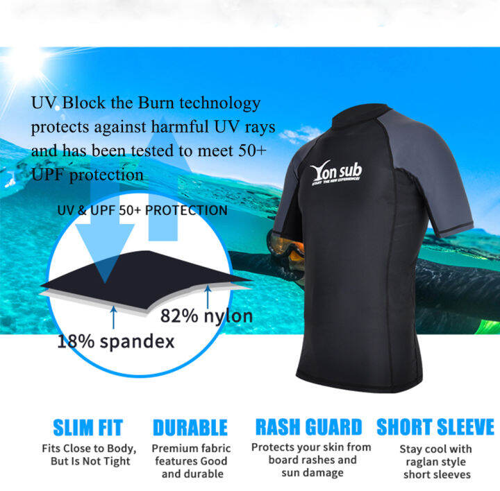 yonsub-men-surf-rash-guard-lycra-short-sleeve-top-quick-dry-kitesurf-windsurf-dive-t-shirt-uv-protection-upf-50-beach-swimwear