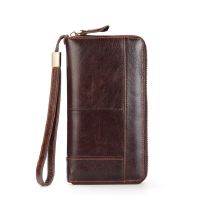 ZZOOI Genuine Leather Men Long Wallet Zipper Phone Pocket Luxury Designer Clutch Wallets Coin Brand Male Purse Card Holder Handbag