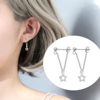 ต่างหู Korean Fashion Little Star Pendant Earrings Ear Piercing Link Chain Stud Ear Holes for Women Vintage Tassel Jewelry