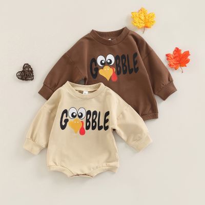 [COD] Thanksgiving childrens 2022 autumn new baby clothes long-sleeved cartoon turkey jumpsuit mixed batch