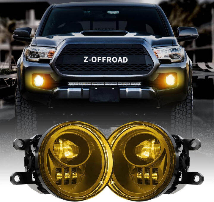 z-offroad-yellow-led-fog-lights-assembly-with-clear-lens-for-tacoma-2016-2022-4runner-tundra-2014-2019-camry-2007-2014-amber-golden-yellow-bumper-driving-lamps-replacement-yellow-fog-lights-w-clear-le