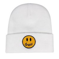 DREW Justin Bieber Smiling Face สีทึบ BeaniesWinter หมวกถักบีนนี่สำหรับผู้ชายผู้หญิงฮิปฮอปหมวก Skullies หมวก Unisex