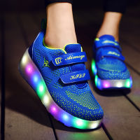 Size 28-40 Children LED Wheels Sneakers For Boys Girls USB Charged Luminous Roller Skate Shoes Kids Glowing Shoes With Wheels