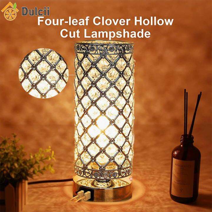 Dulcii Crystal Bedside Lamp Crystal Table Lamp Adjustable Touch Table