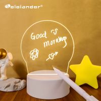 № Drawing Board Night Light Erasable Message Board Lamp With Pen Desktop Ornament Bedroom Decoration Children Gift White USB Base