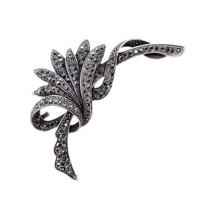 CINDY XIANG Rhinestone Black Flower Brooches for Women Fashion Vintage Pin Party Wedding Accessories Large Broches Gift