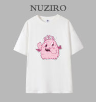 NUZIRO เสื้อยืดแขนสั้นทรงหลวมพิมพ์ลายตลกสไตล์เกาหลีสำหรับผู้หญิงฤดูร้อน