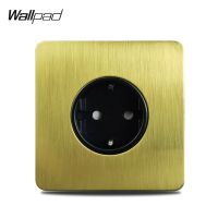 Wallpad EU Wall Socket Electrical Outlet Satin Gold H6 Brushed Brass Stainless Steel Panel Shoes Accessories