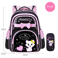 New Korean Primary PU leather School Bag  Fashion Cute Girls With Cute Cat Orthopaedic Waterproof Backpack